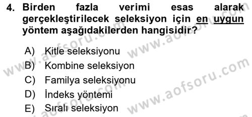 Hayvan Yetiştirme Dersi 2019 - 2020 Yılı (Vize) Ara Sınav Soruları 4. Soru