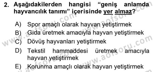 Hayvan Yetiştirme Dersi 2019 - 2020 Yılı (Final) Dönem Sonu Sınav Soruları 2. Soru