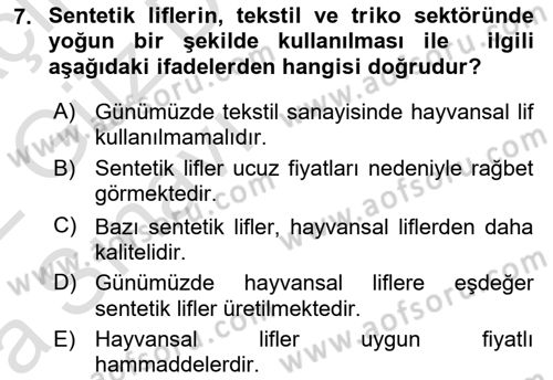 Hayvan Yetiştirme Dersi 2021 - 2022 Yılı (Vize) Ara Sınav Soruları 7. Soru