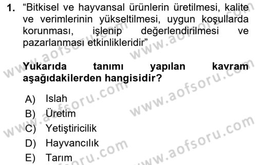 Hayvan Yetiştirme Dersi 2021 - 2022 Yılı (Final) Dönem Sonu Sınav Soruları 1. Soru