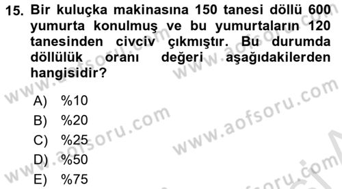 Hayvan Yetiştirme Dersi 2021 - 2022 Yılı (Final) Dönem Sonu Sınav Soruları 15. Soru
