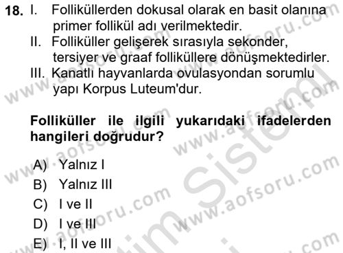 Hayvan Yetiştirme Dersi 2021 - 2022 Yılı (Final) Dönem Sonu Sınav Soruları 18. Soru