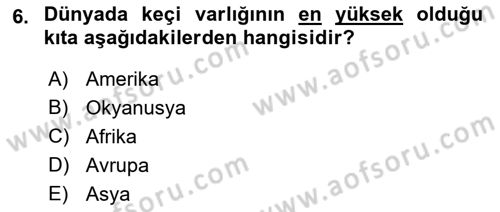 Hayvan Yetiştirme Dersi 2021 - 2022 Yılı (Final) Dönem Sonu Sınav Soruları 6. Soru