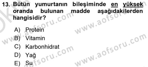 Hayvan Yetiştirme Dersi 2021 - 2022 Yılı Yaz Okulu Sınav Soruları 13. Soru