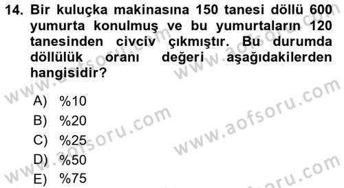 Hayvan Yetiştirme Dersi 2021 - 2022 Yılı Yaz Okulu Sınav Soruları 14. Soru