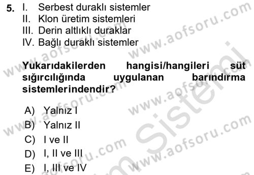 Hayvan Yetiştirme Dersi 2021 - 2022 Yılı Yaz Okulu Sınav Soruları 5. Soru