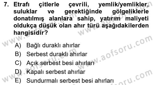 Hayvan Yetiştirme Dersi 2021 - 2022 Yılı Yaz Okulu Sınav Soruları 7. Soru