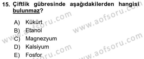 Hayvan Yetiştirme Dersi 2022 - 2023 Yılı (Vize) Ara Sınavı 15. Soru