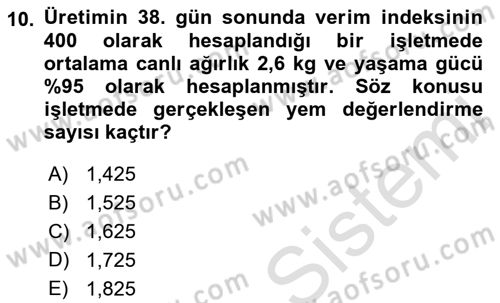 Hayvan Yetiştirme Dersi 2022 - 2023 Yılı (Final) Dönem Sonu Sınav Soruları 10. Soru
