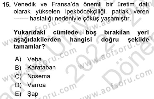 Hayvan Yetiştirme Dersi 2022 - 2023 Yılı (Final) Dönem Sonu Sınav Soruları 15. Soru