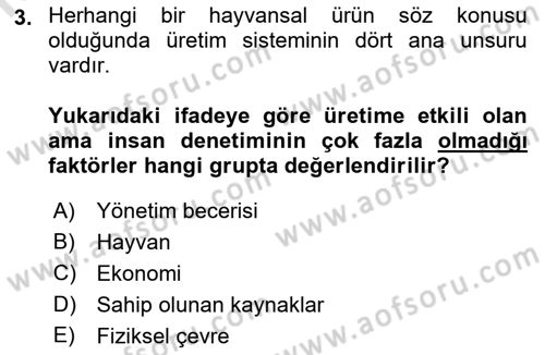 Hayvan Yetiştirme Dersi 2022 - 2023 Yılı (Final) Dönem Sonu Sınav Soruları 3. Soru