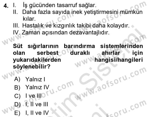 Hayvan Yetiştirme Dersi 2022 - 2023 Yılı (Final) Dönem Sonu Sınav Soruları 4. Soru