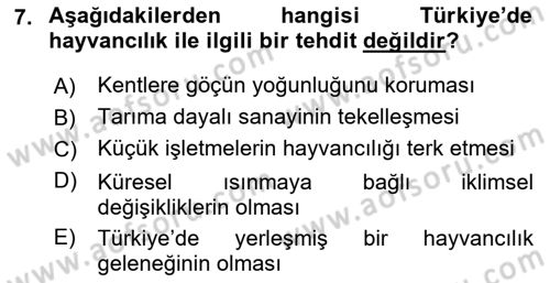 Hayvan Yetiştirme Dersi 2022 - 2023 Yılı (Final) Dönem Sonu Sınav Soruları 7. Soru