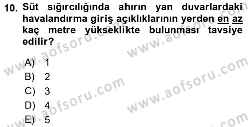 Hayvan Yetiştirme Dersi 2022 - 2023 Yılı Yaz Okulu Sınav Soruları 10. Soru