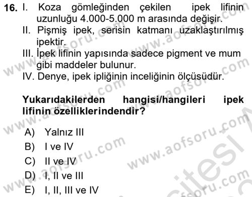 Hayvan Yetiştirme Dersi 2022 - 2023 Yılı Yaz Okulu Sınav Soruları 16. Soru