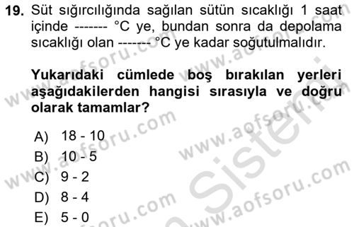 Hayvan Yetiştirme Dersi 2023 - 2024 Yılı (Vize) Ara Sınav Soruları 19. Soru