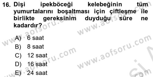 Hayvan Yetiştirme Dersi 2023 - 2024 Yılı (Final) Dönem Sonu Sınav Soruları 16. Soru