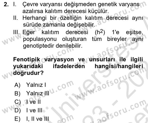 Hayvan Yetiştirme Dersi 2023 - 2024 Yılı (Final) Dönem Sonu Sınav Soruları 2. Soru