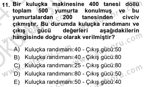 Hayvan Yetiştirme Dersi 2023 - 2024 Yılı Yaz Okulu Sınav Soruları 11. Soru