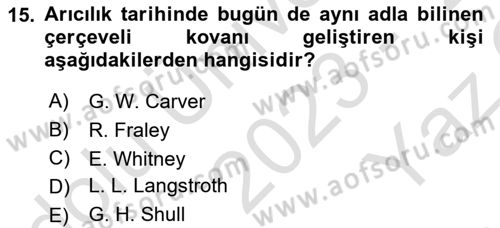 Hayvan Yetiştirme Dersi 2023 - 2024 Yılı Yaz Okulu Sınav Soruları 15. Soru