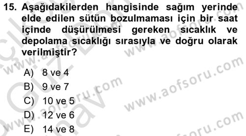 Hayvan Yetiştirme Dersi 2024 - 2025 Yılı (Vize) Ara Sınav Soruları 15. Soru