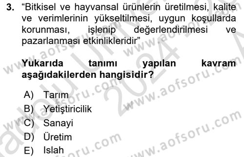 Hayvan Yetiştirme Dersi 2024 - 2025 Yılı (Vize) Ara Sınav Soruları 3. Soru