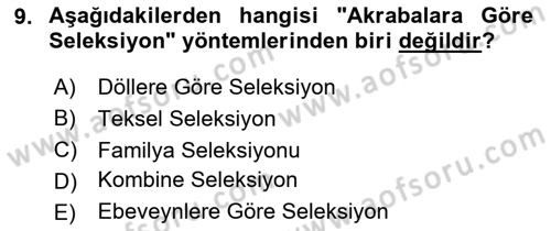 Hayvan Yetiştirme Dersi 2024 - 2025 Yılı (Vize) Ara Sınav Soruları 9. Soru
