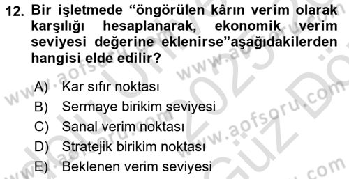 Hayvan Yetiştirme Dersi 2025 - 2026 Yılı (Vize) Ara Sınav Soruları 12. Soru