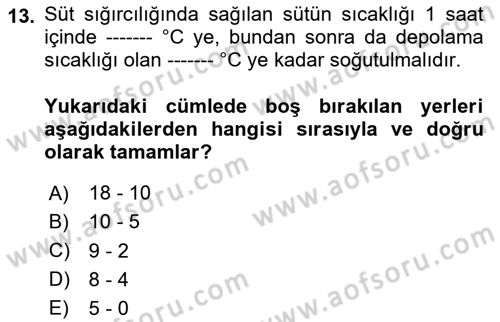 Hayvan Yetiştirme Dersi 2025 - 2026 Yılı (Vize) Ara Sınav Soruları 13. Soru