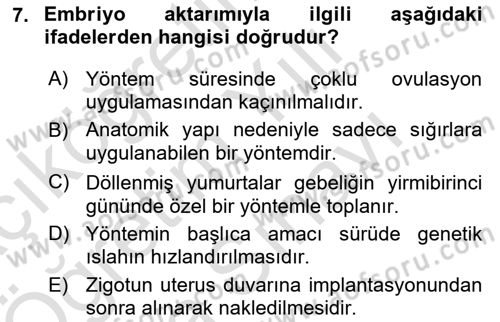 Hayvan Yetiştirme Dersi 2025 - 2026 Yılı (Vize) Ara Sınav Soruları 7. Soru