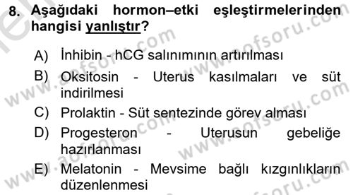 Hayvan Yetiştirme Dersi 2025 - 2026 Yılı (Vize) Ara Sınav Soruları 8. Soru