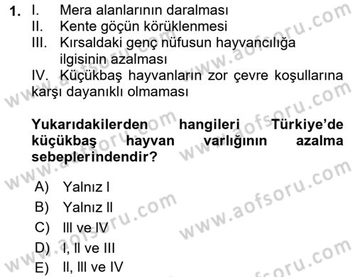 Hayvan Yetiştirme Dersi 2025 - 2026 Yılı (Final) Dönem Sonu Sınav Soruları 1. Soru