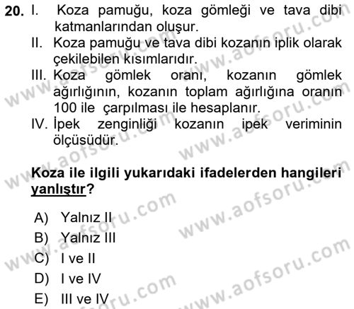 Hayvan Yetiştirme Dersi 2025 - 2026 Yılı (Final) Dönem Sonu Sınav Soruları 20. Soru