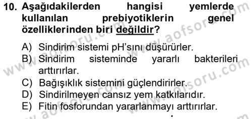 Hayvan Besleme Dersi 2012 - 2013 Yılı (Final) Dönem Sonu Sınav Soruları 10. Soru