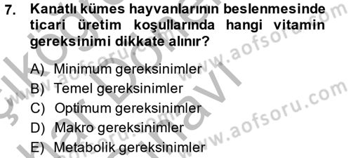 Hayvan Besleme Dersi 2013 - 2014 Yılı (Final) Dönem Sonu Sınav Soruları 7. Soru