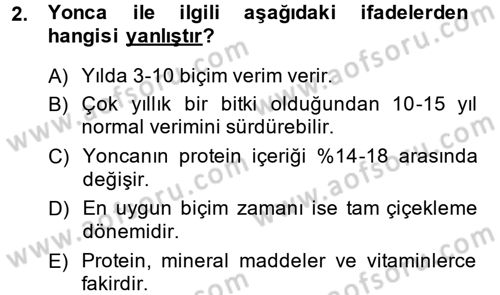 Hayvan Besleme Dersi 2014 - 2015 Yılı (Vize) Ara Sınav Soruları 2. Soru