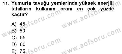Hayvan Besleme Dersi 2014 - 2015 Yılı (Final) Dönem Sonu Sınav Soruları 11. Soru