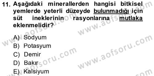 Hayvan Besleme Dersi 2014 - 2015 Yılı Tek Ders Sınav Soruları 11. Soru