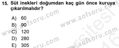 Hayvan Besleme Dersi 2015 - 2016 Yılı (Vize) Ara Sınav Soruları 15. Soru