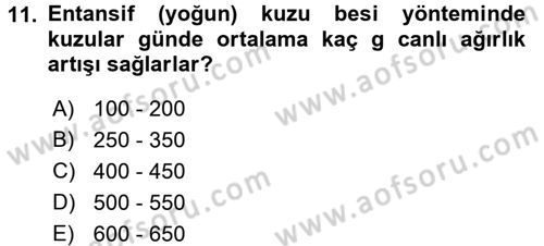 Hayvan Besleme Dersi 2016 - 2017 Yılı 3 Ders Sınav Soruları 11. Soru