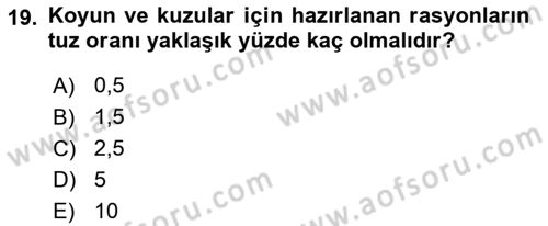 Hayvan Besleme Dersi 2017 - 2018 Yılı 3 Ders Sınav Soruları 19. Soru