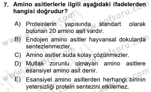 Hayvan Besleme Dersi 2017 - 2018 Yılı 3 Ders Sınav Soruları 7. Soru