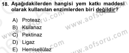 Hayvan Besleme Dersi 2017 - 2018 Yılı (Vize) Ara Sınav Soruları 18. Soru