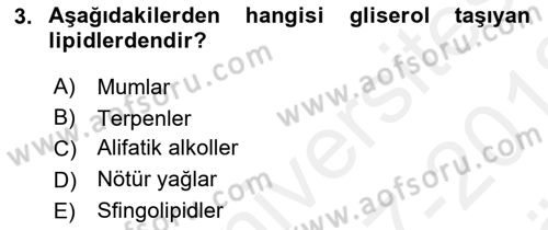 Hayvan Besleme Dersi 2017 - 2018 Yılı (Vize) Ara Sınav Soruları 3. Soru