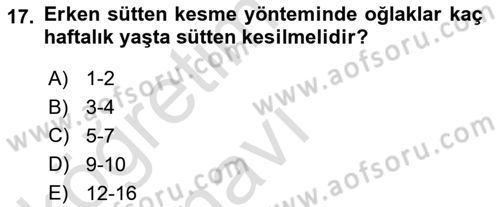 Hayvan Besleme Dersi 2018 - 2019 Yılı 3 Ders Sınav Soruları 17. Soru