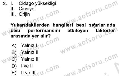 Hayvan Besleme Dersi 2018 - 2019 Yılı 3 Ders Sınav Soruları 2. Soru