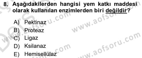Hayvan Besleme Dersi 2018 - 2019 Yılı 3 Ders Sınav Soruları 8. Soru