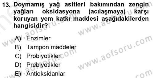 Hayvan Besleme Dersi 2018 - 2019 Yılı (Vize) Ara Sınav Soruları 13. Soru