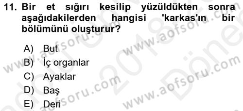 Hayvan Besleme Dersi 2018 - 2019 Yılı (Final) Dönem Sonu Sınav Soruları 11. Soru