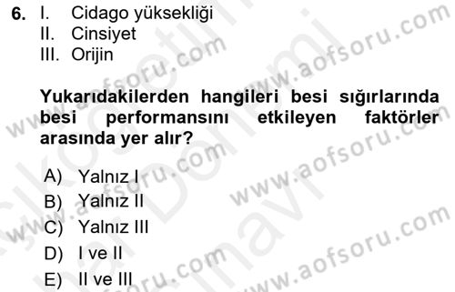 Hayvan Besleme Dersi 2018 - 2019 Yılı (Final) Dönem Sonu Sınav Soruları 6. Soru